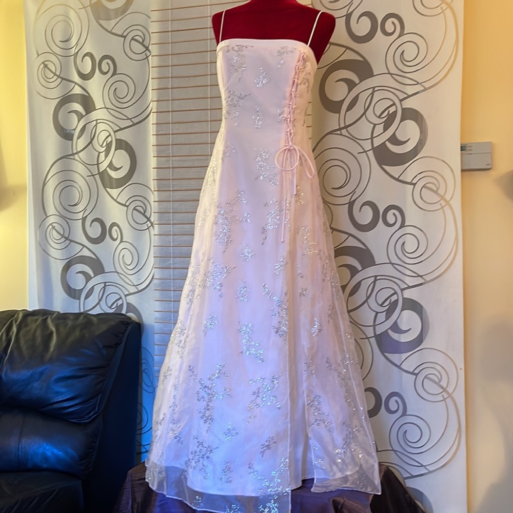 ZUMZUM by NIKI LIVAS: PROM/Special occasion pink gown with shiny silver accents.